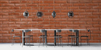 Red brick mural wallpaper with classic charm

