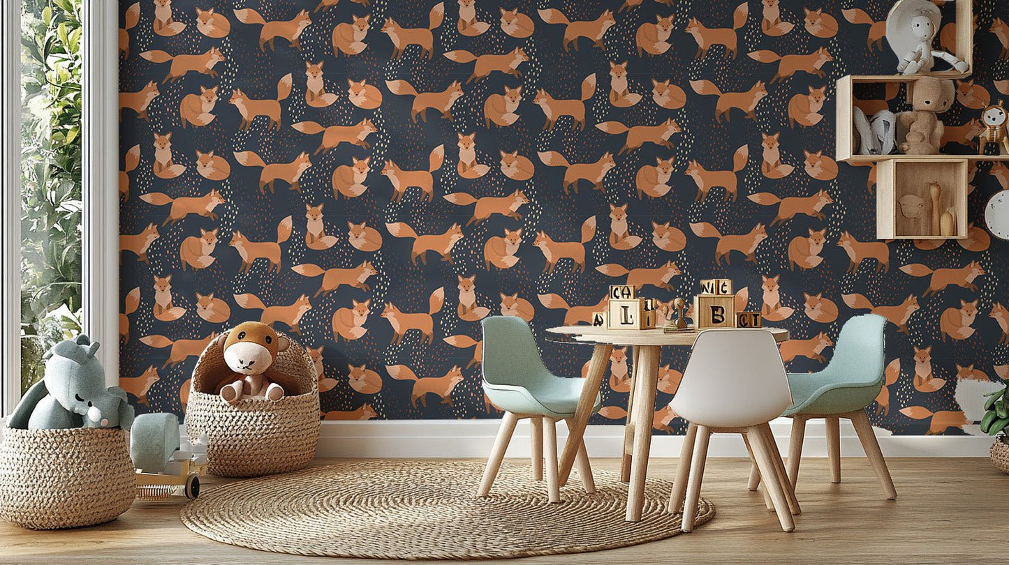 Vibrant fox mural for lively spaces A978