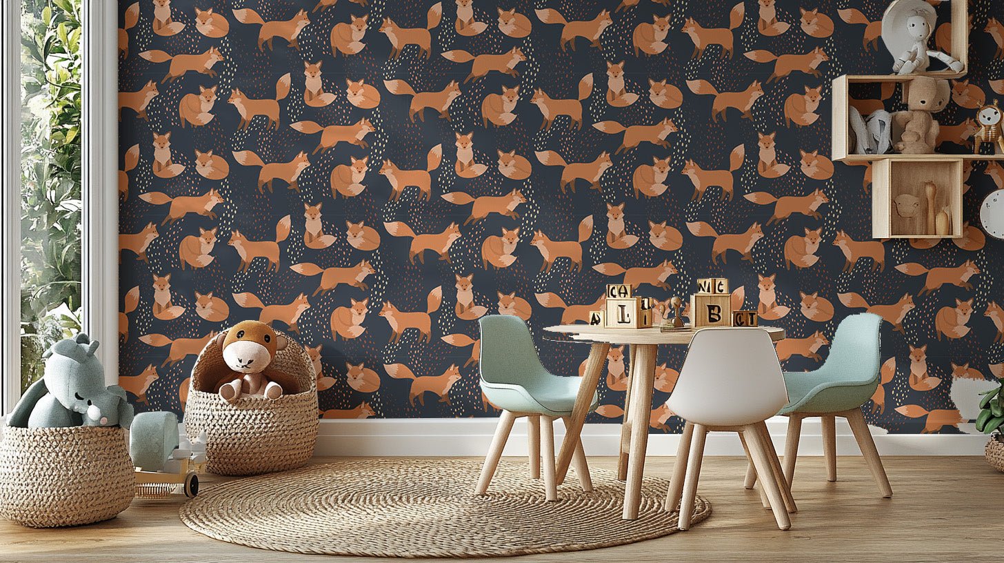 Vibrant fox mural for lively spaces A978