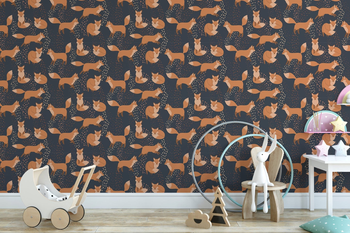 Fox-themed wallpaper in orange hues
 A978
