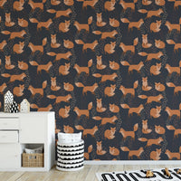Vibrant fox pattern wallpaper for kids
 A978