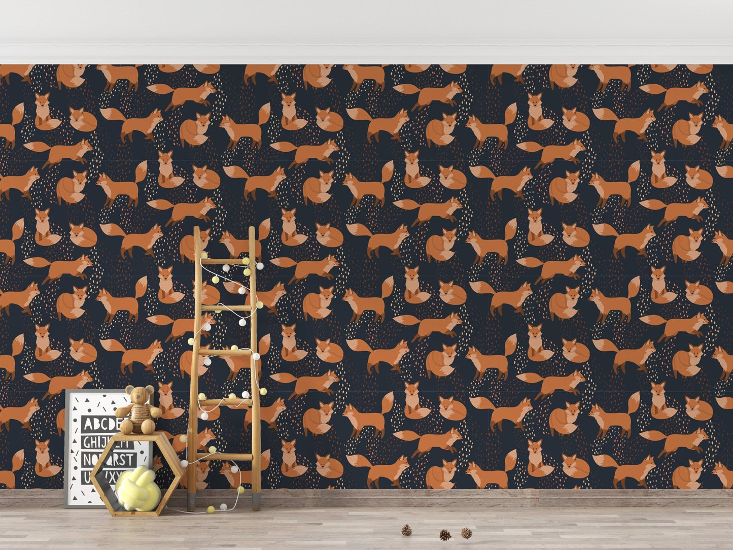 Artistic repeat wallpaper with foxes
A978