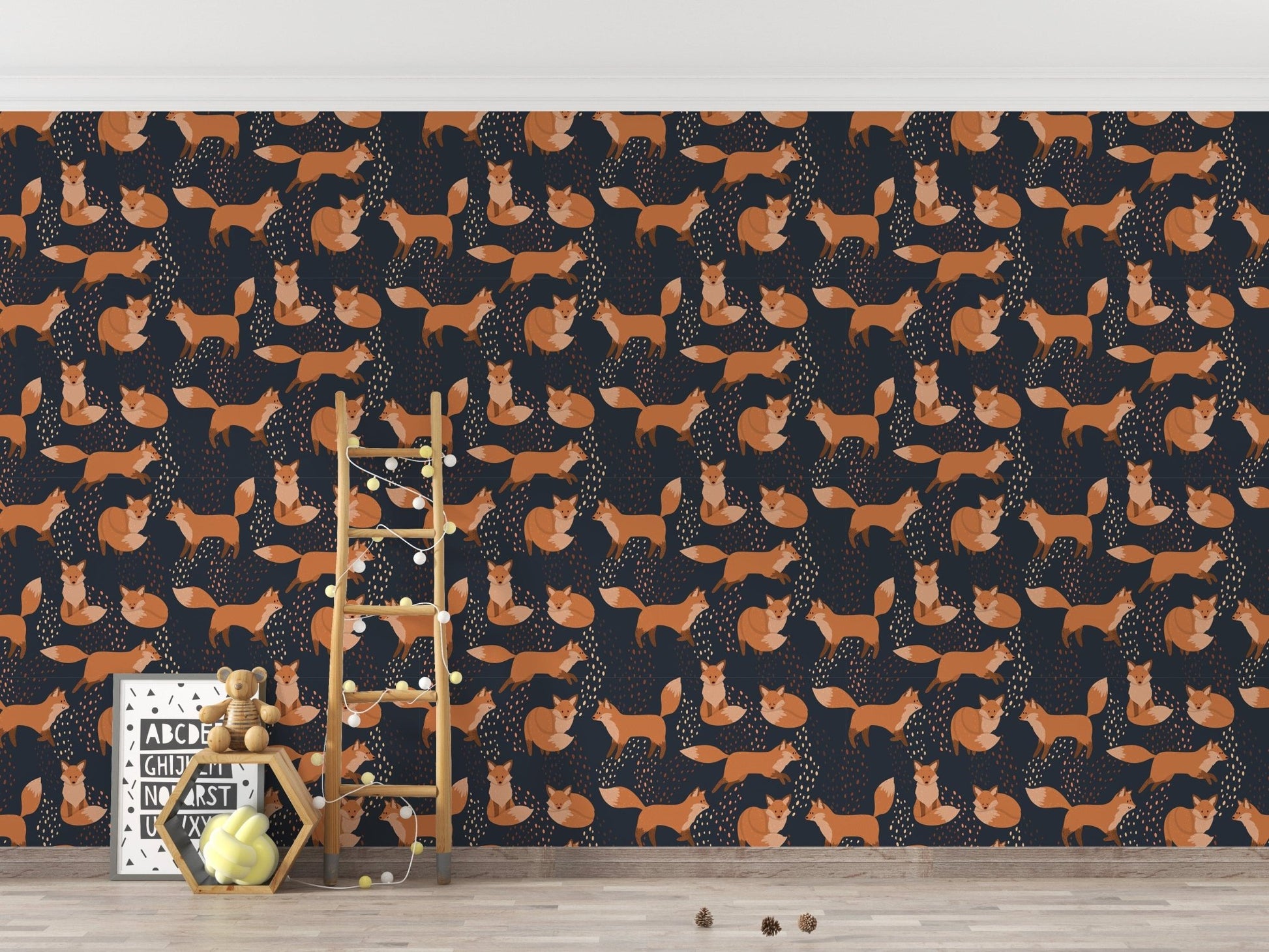Artistic repeat wallpaper with foxes
A978