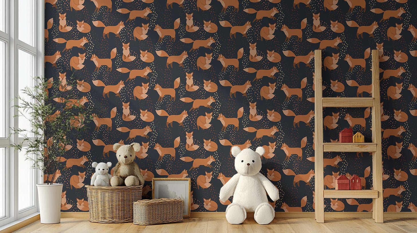 Playful orange foxes wallpaper design
 A978