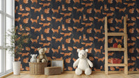 Playful orange foxes wallpaper design
 A978
