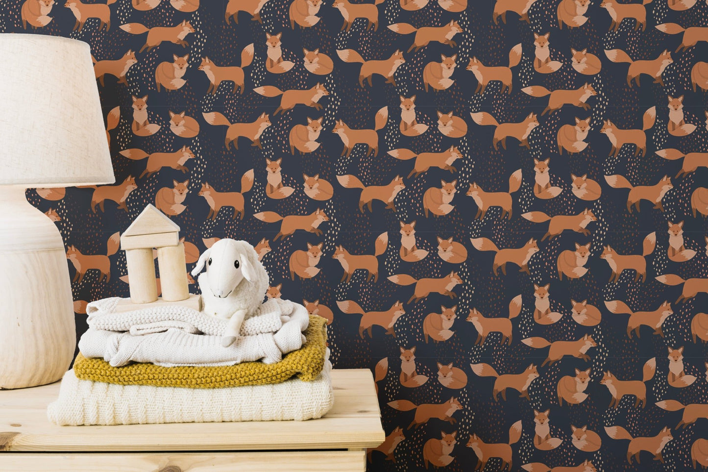 Fox pattern mural with playful vibe
 A978
