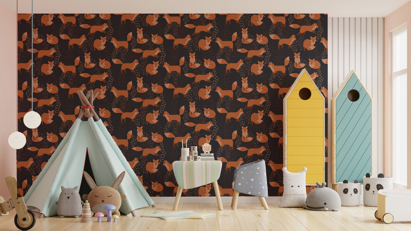 Adorable fox-themed wallpaper design
