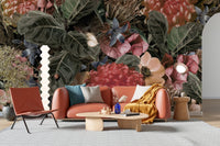 Artistic tropical leaf and flower wall design A126
