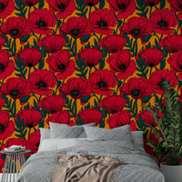 Beautiful red poppies wallpaper with an orange theme


