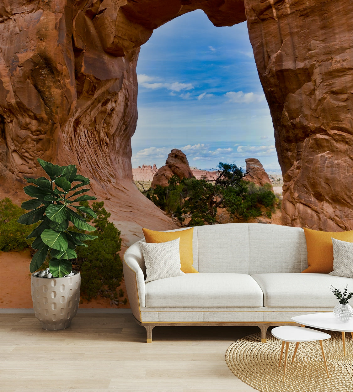 Earth tone rock mural for interiors
