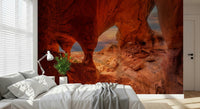 A graceful subtle pattern wall mural in warm, natural tones.
