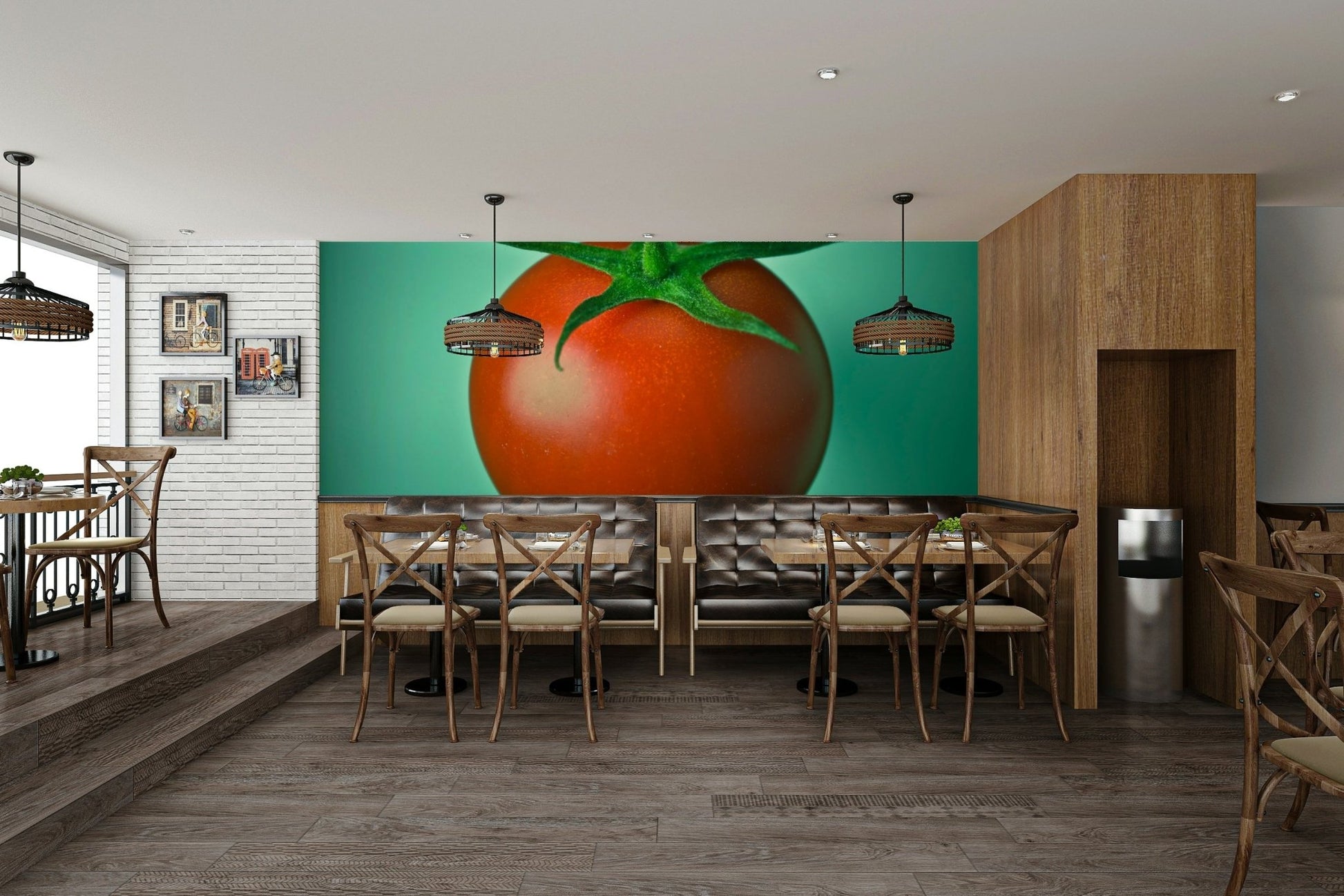 Non-woven wallpaper with close-up of tomato fruit

