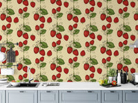 Elegant red strawberry wallpaper perfect for statement walls. RNM100
