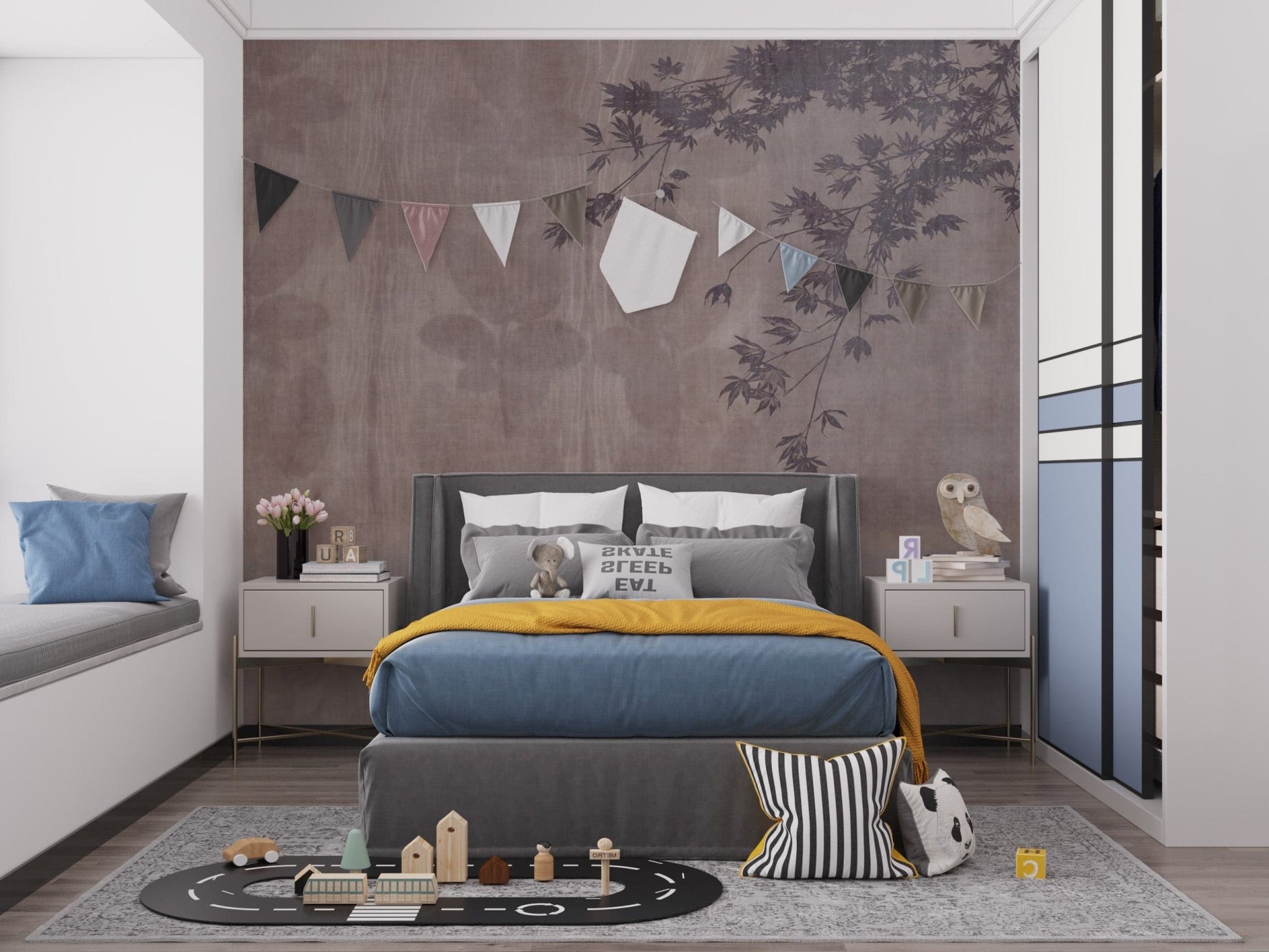 Elegant red tropical wall art wallpaper
