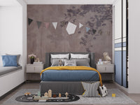 Elegant red tropical wall art wallpaper
