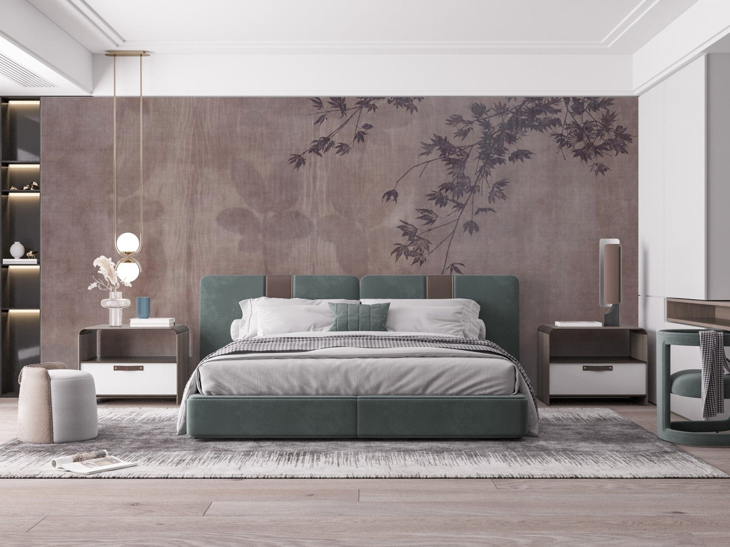 Exotic red tropical leaves wallpaper mural
