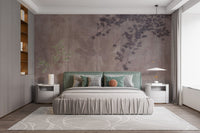 Red tropical pattern mural for stylish rooms
