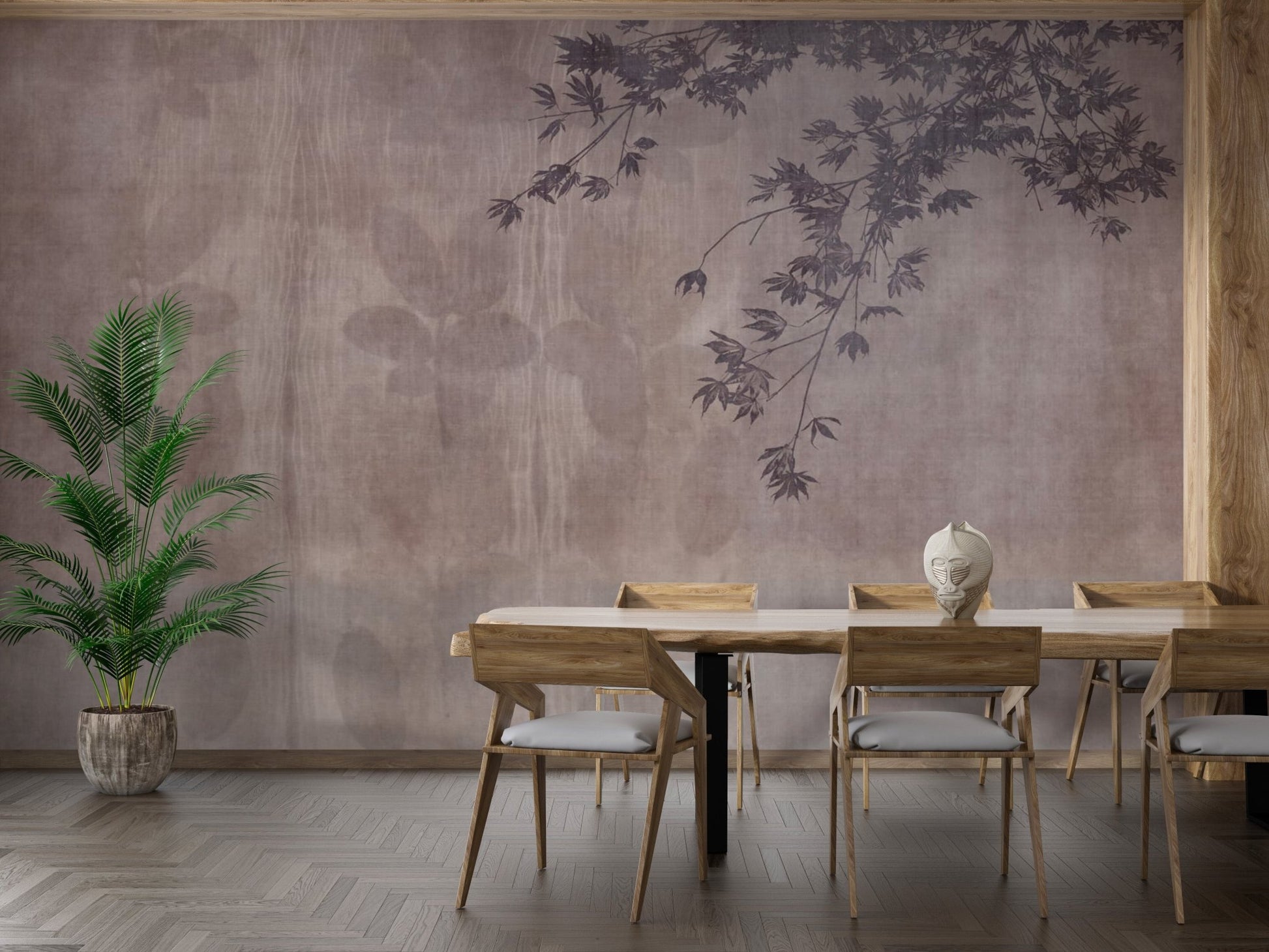 Dramatic red tropical wall mural for homes
