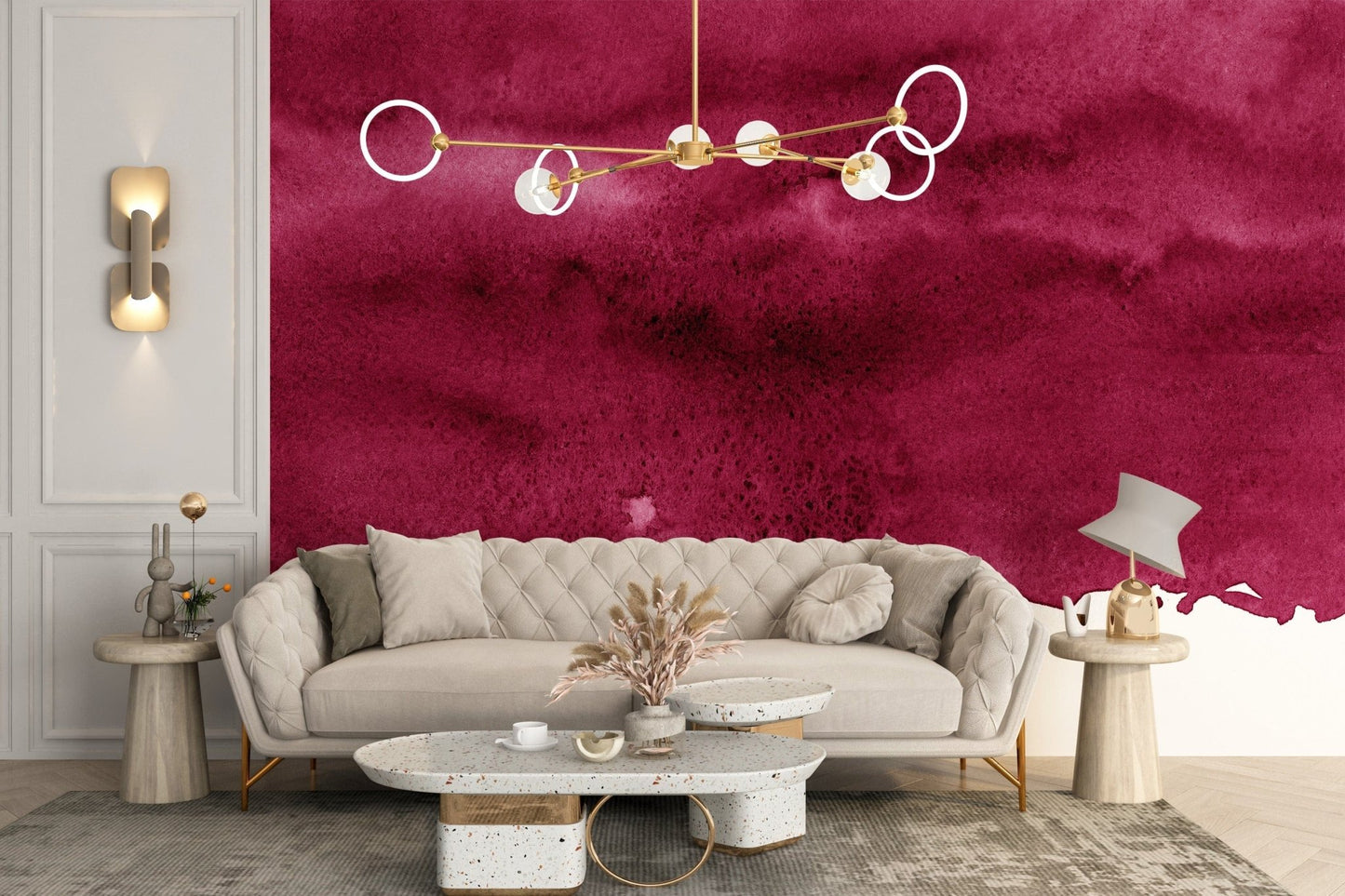 Elegant Red Wine Wall Art with Watercolor Texture A740