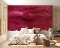Deep Maroon Abstract Watercolor Wallpaper Mural A740