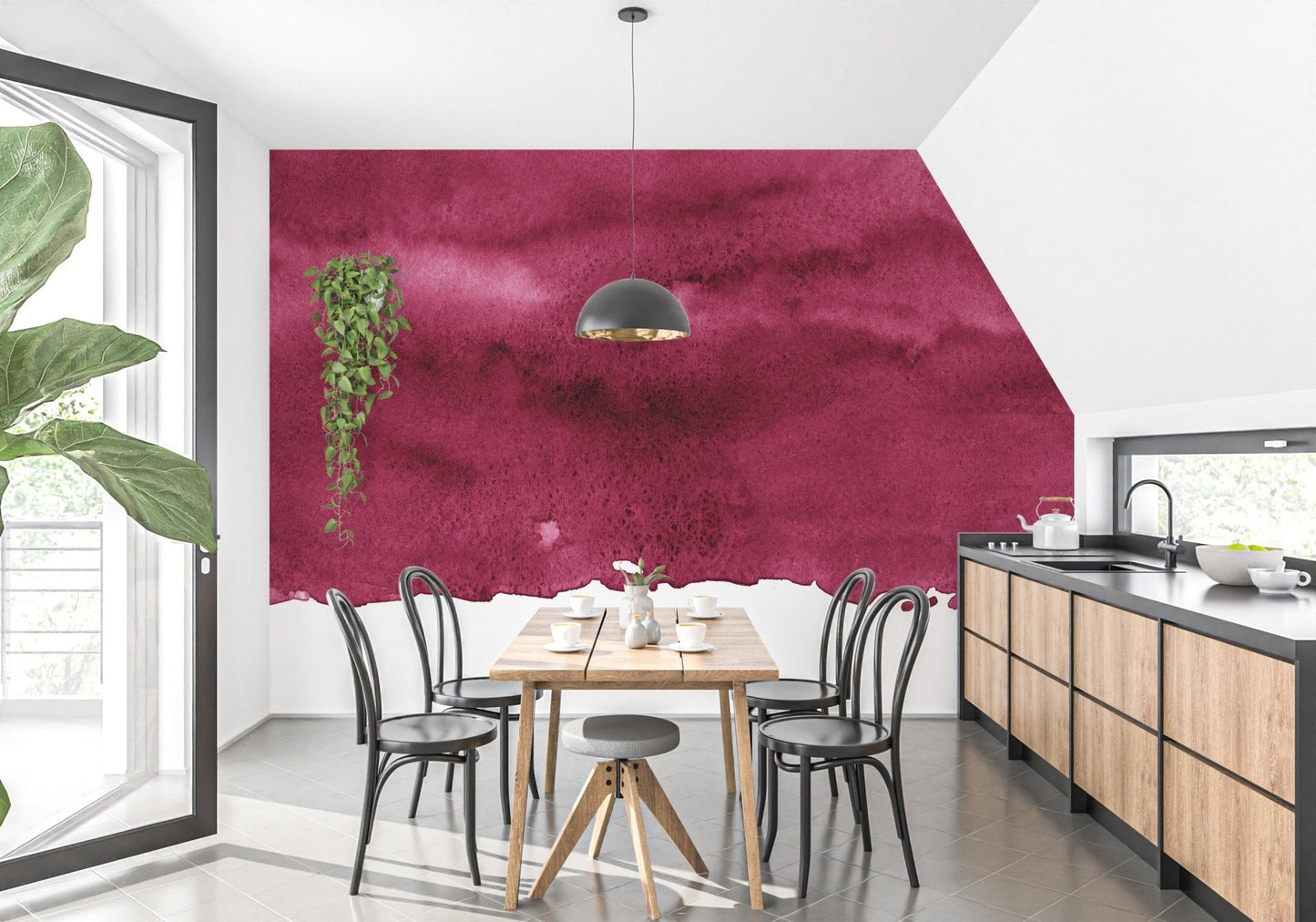 Red Wine Maroon Watercolor Wallpaper Mural - Giffywalls A740