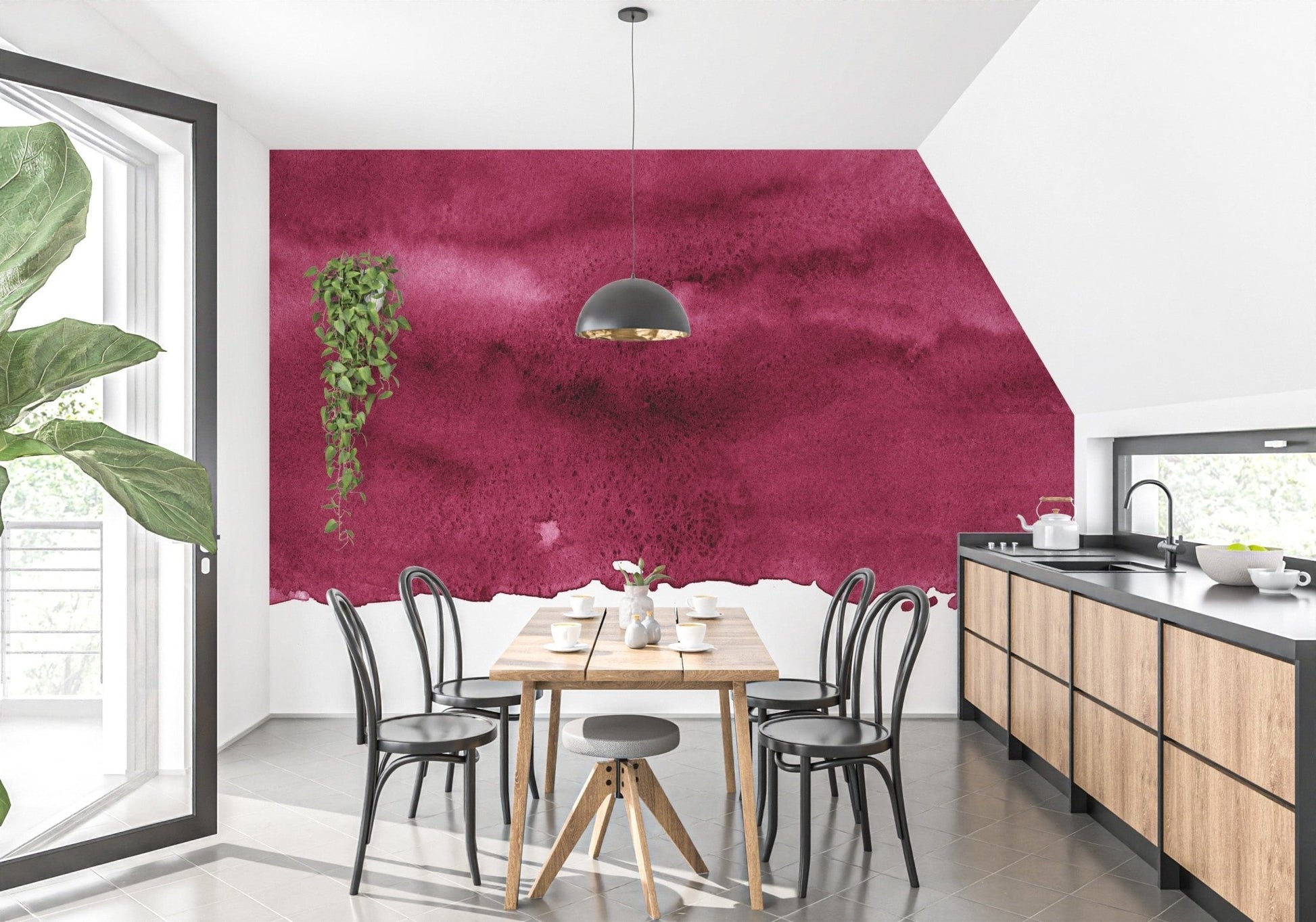 Red Wine Maroon Watercolor Wallpaper Mural - Giffywalls A740