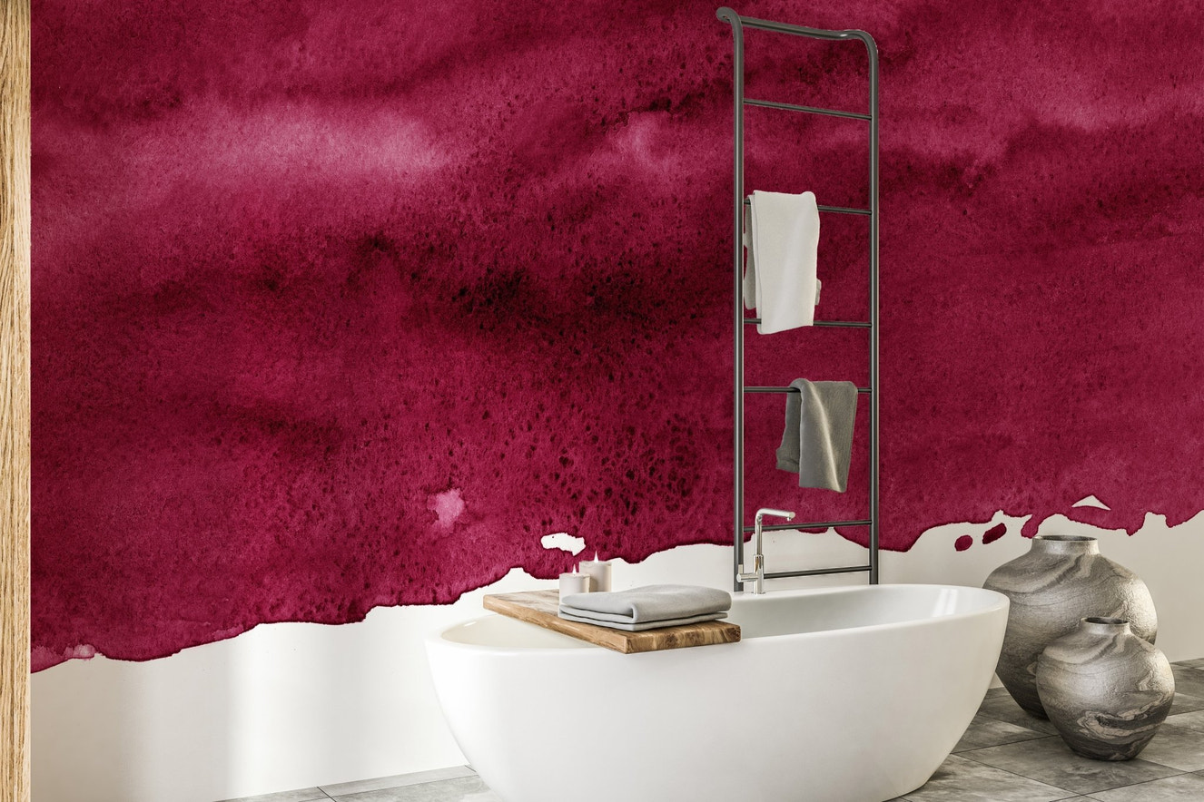 Red Wine Maroon Watercolor Wallpaper Mural Design