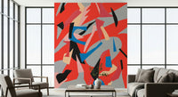 A beautiful modern art wall mural for a living room.