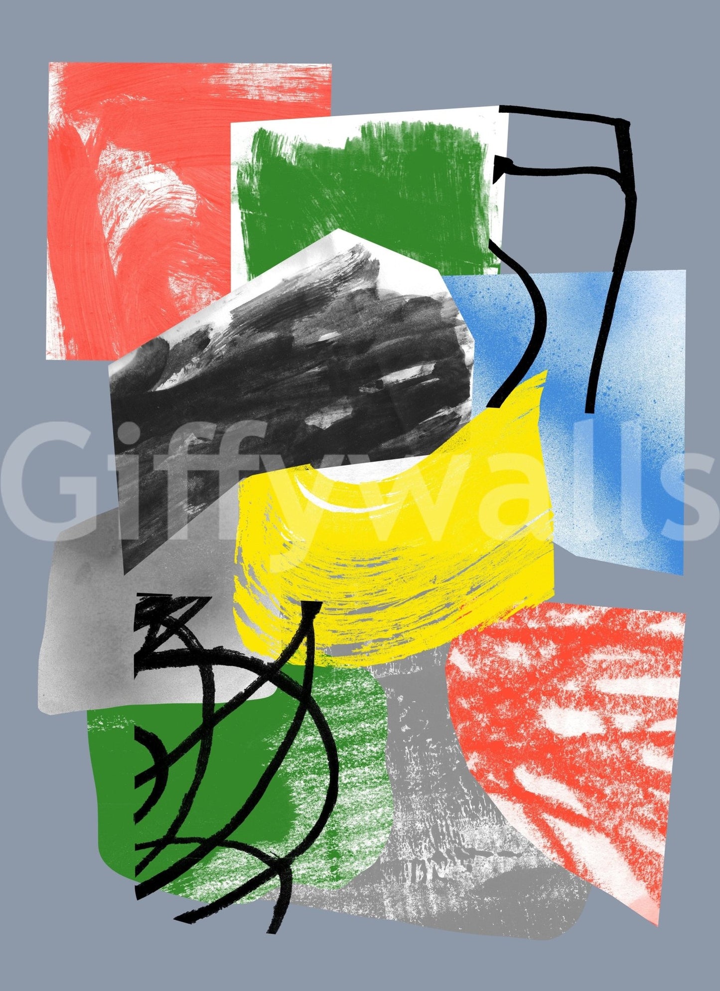 Redbluegreenyellow wallpaper, urban art feel, distressed textures.