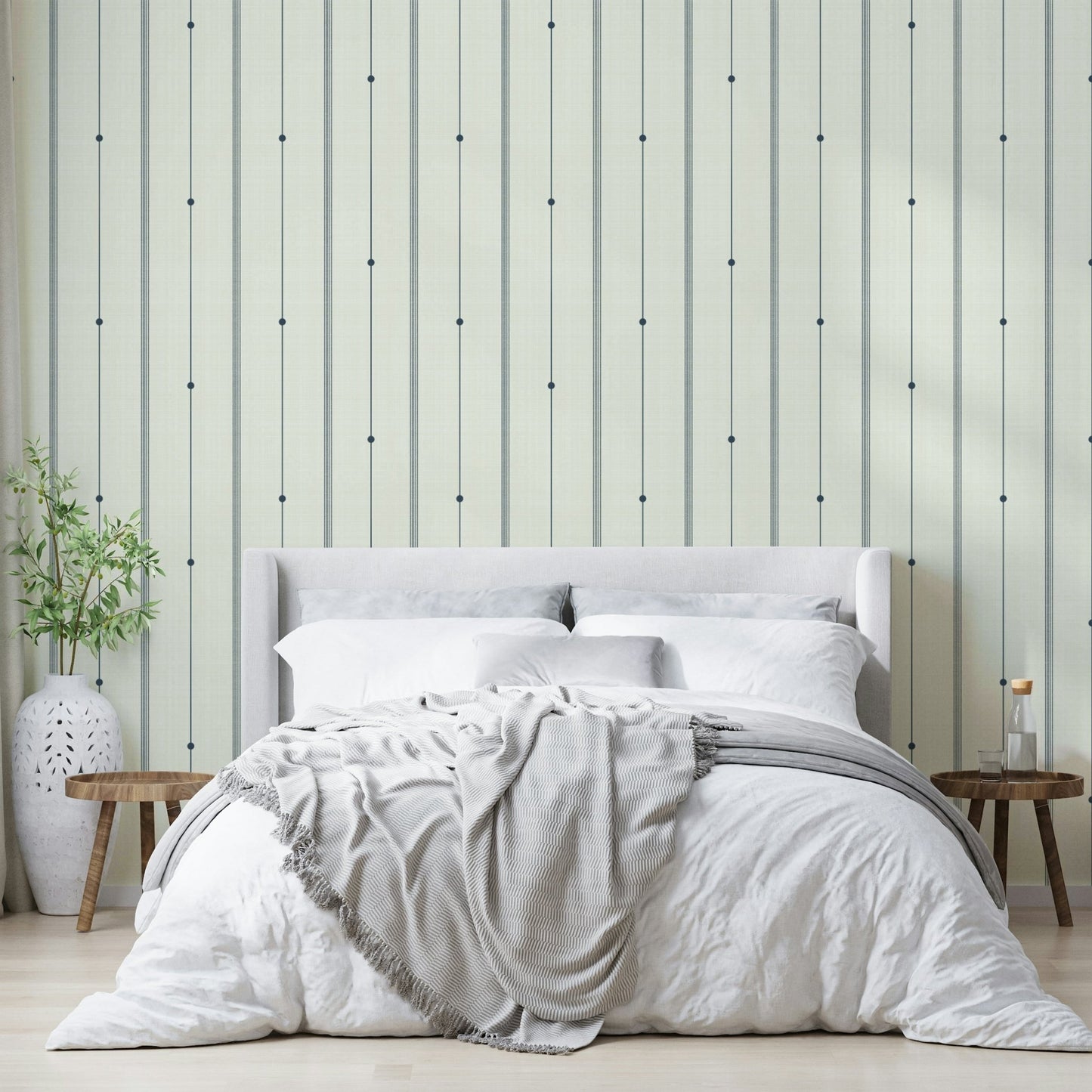 Elegant buttercream-blue minimal stripes wallpaper design., GD2066