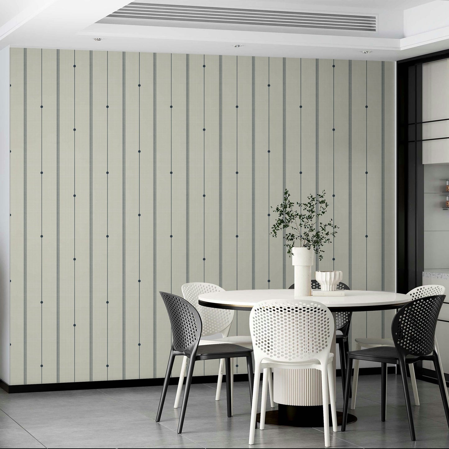 Subtle stripes in buttercream and blue for elegant wall decor., GD2066