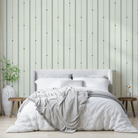 Elegant buttercream-blue minimal stripes wallpaper design.

