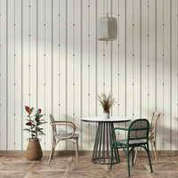 Sophisticated buttercream and blue stripe wallpaper for walls.

