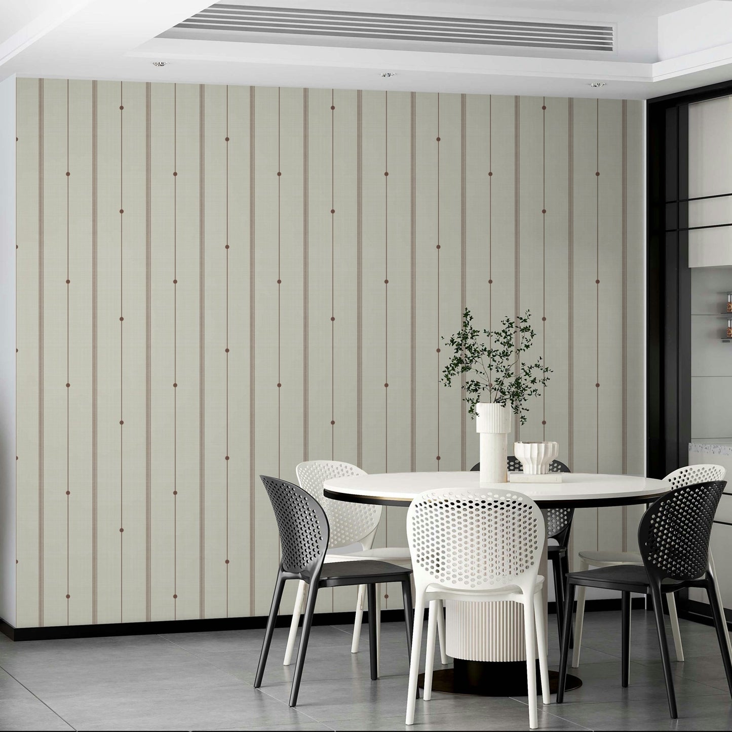 Elegant buttercream and sienna striped wallpaper design.

