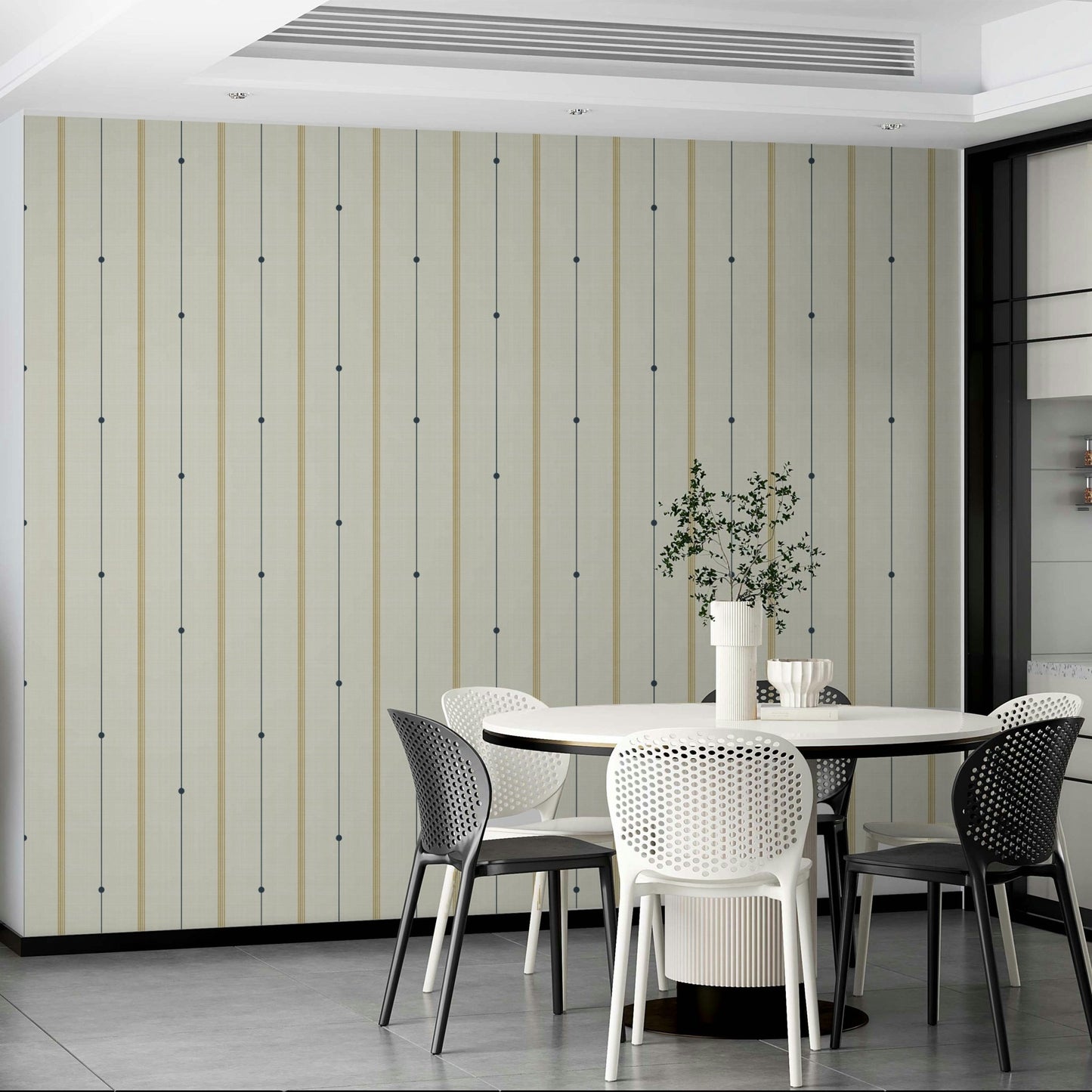 Refined stripes wallpaper for a minimalist country vibe.

