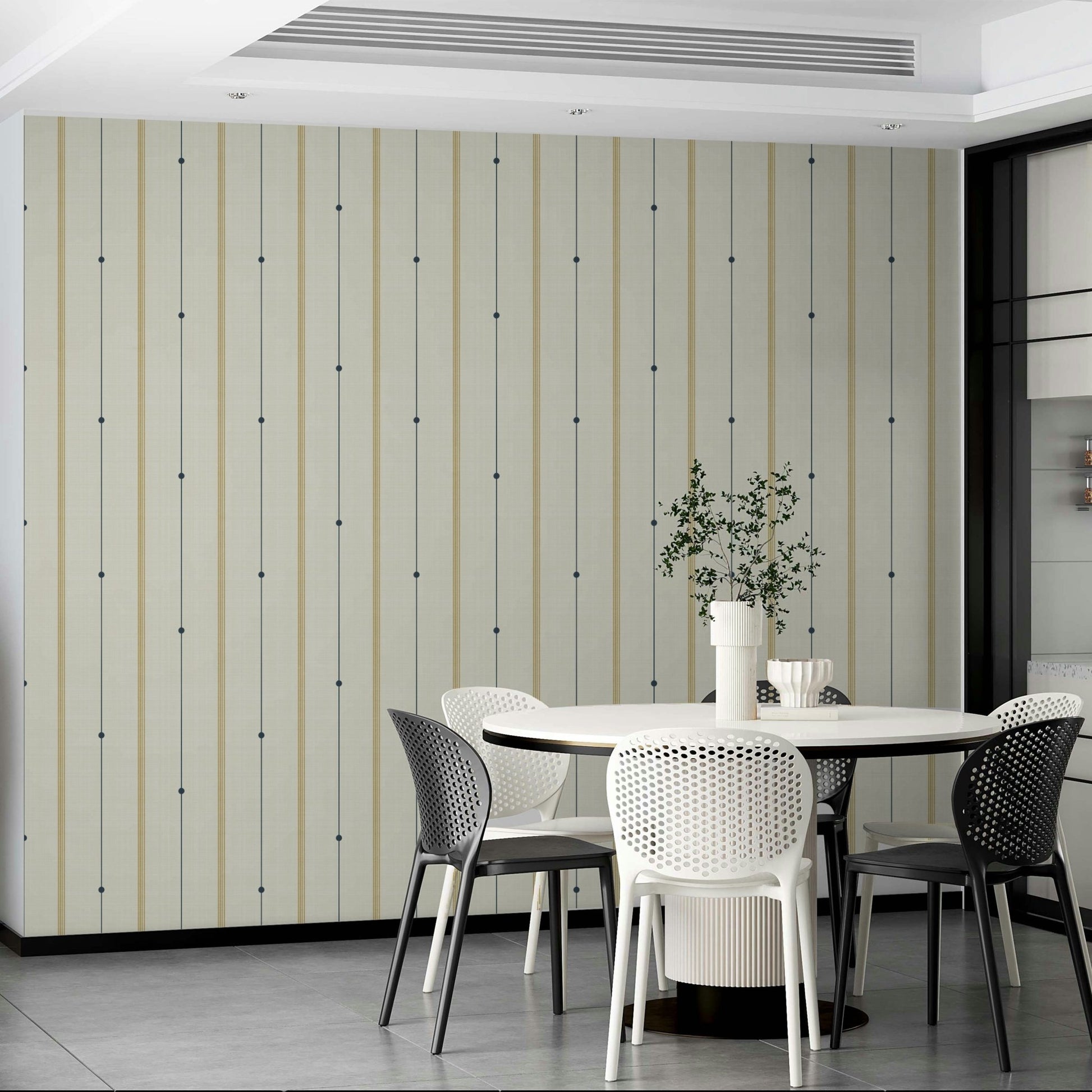 Refined stripes wallpaper for a minimalist country vibe.

