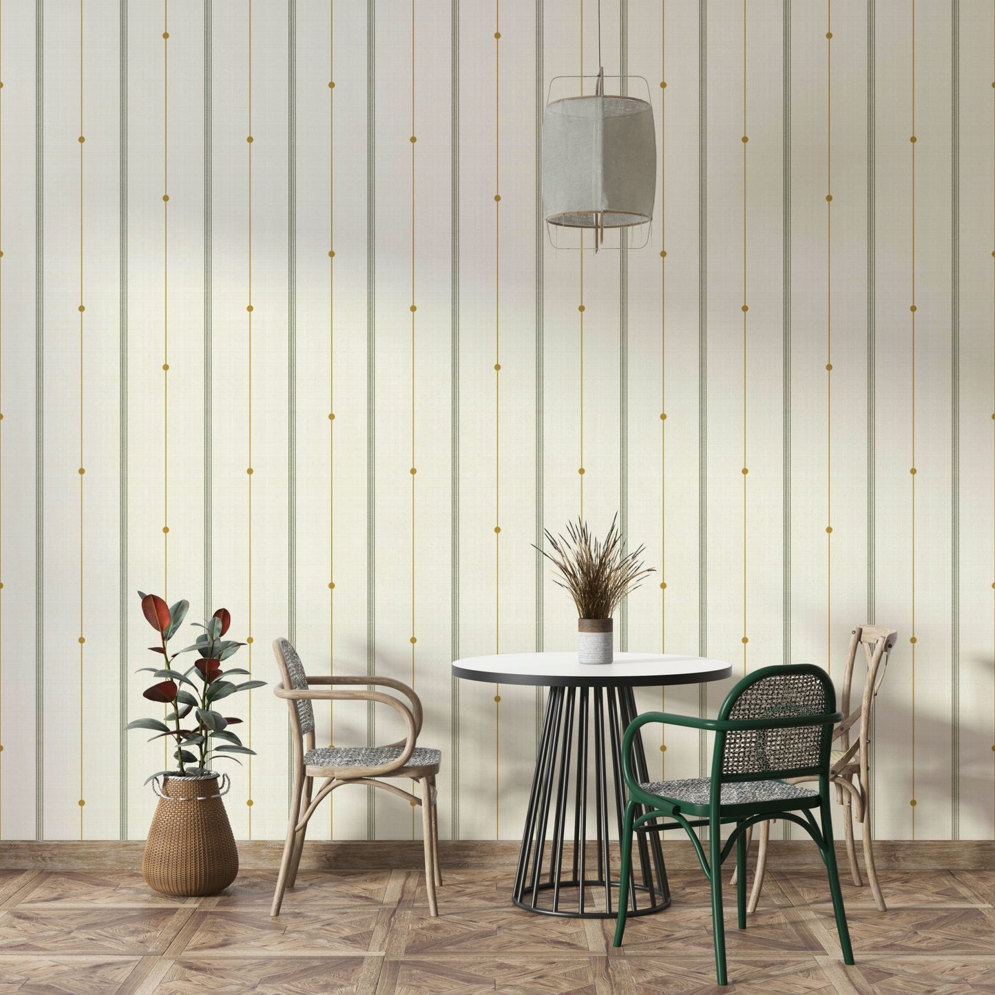 Sophisticated stripe wallpaper with earthy hues.

