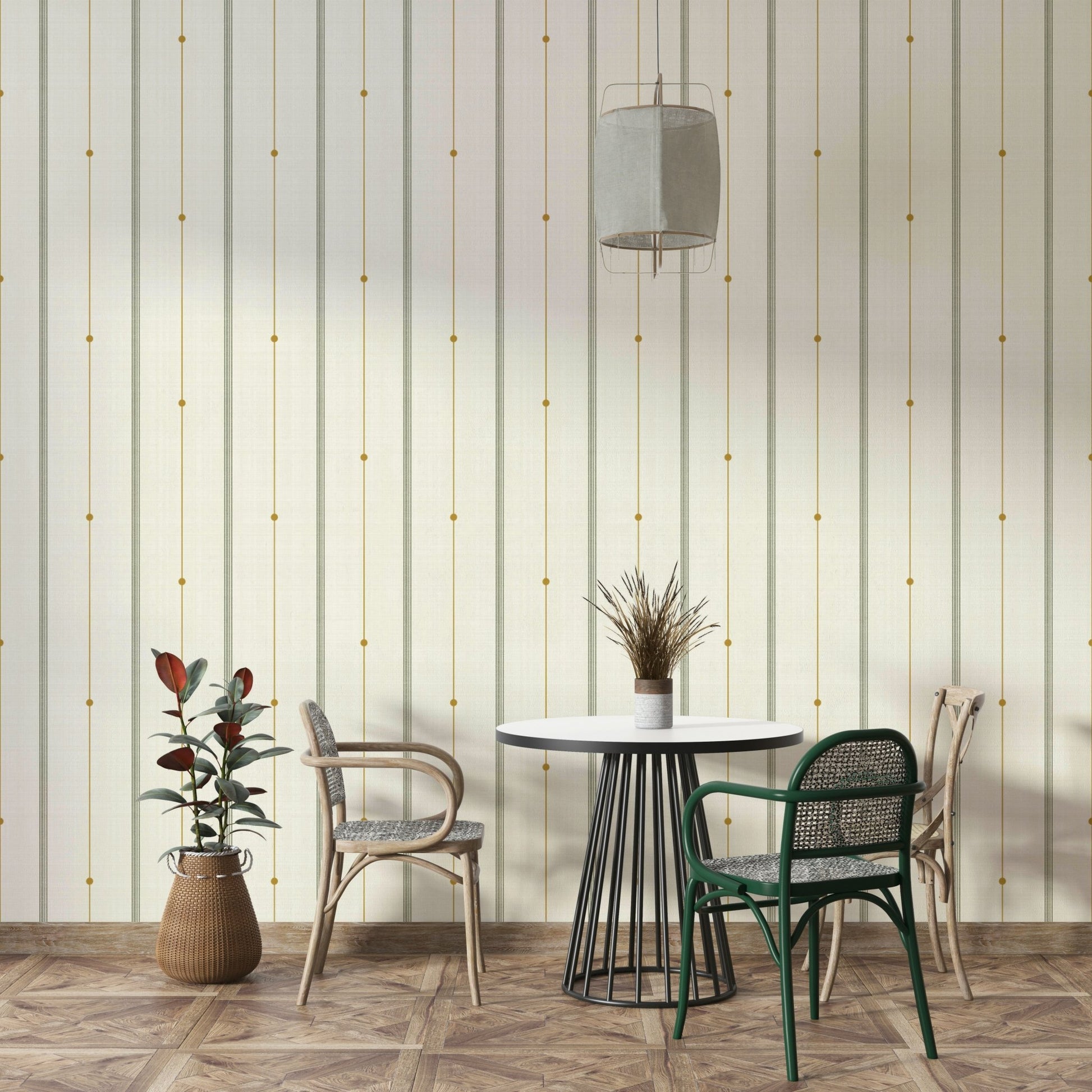 Sophisticated stripe wallpaper with earthy hues.

