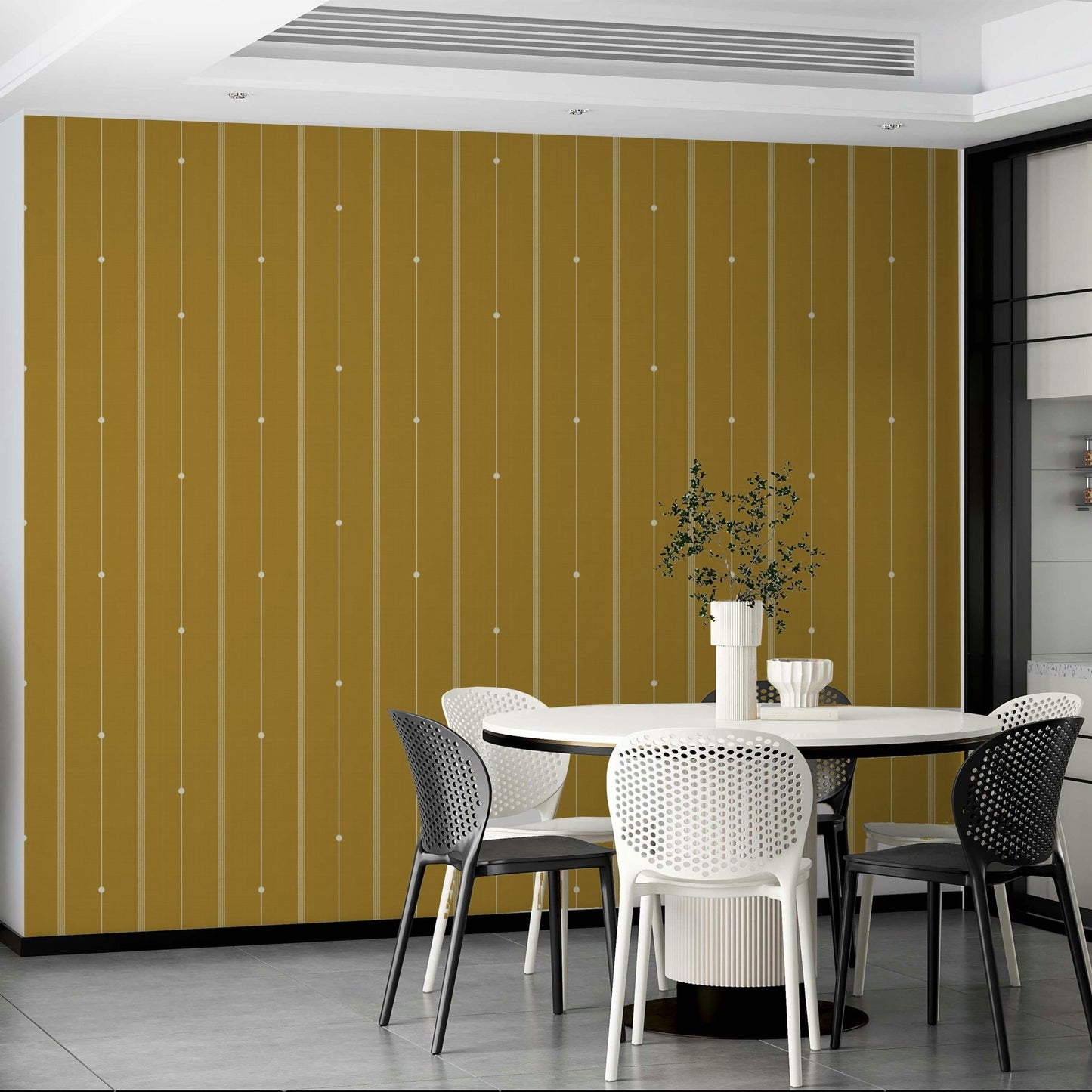 Minimal mustard wallpaper with refined vertical stripes.

