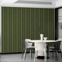 Sophisticated olive-toned wall mural with soft vertical lines

