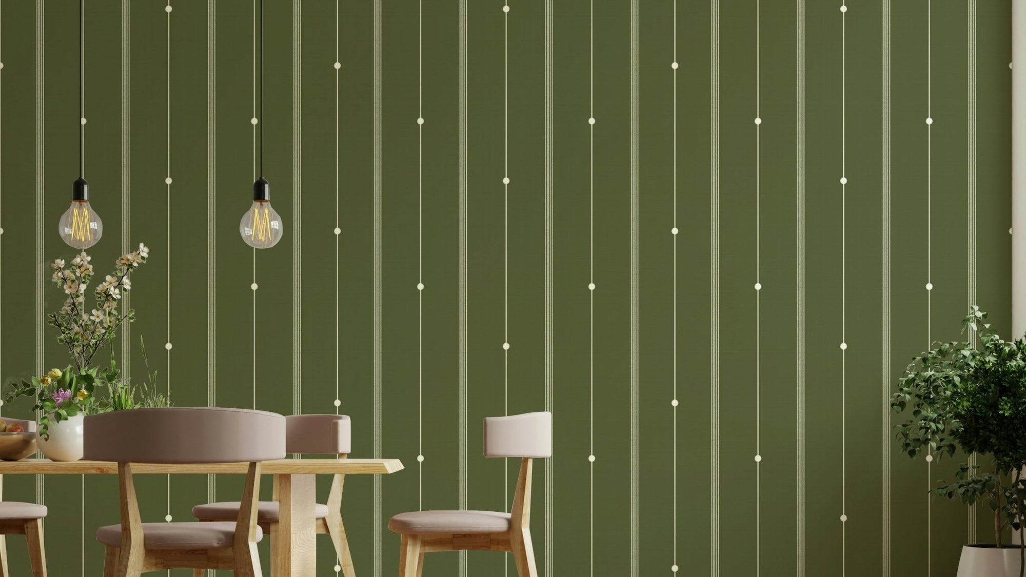 Elegant olive drab striped wallpaper for contemporary interiors, GD2060