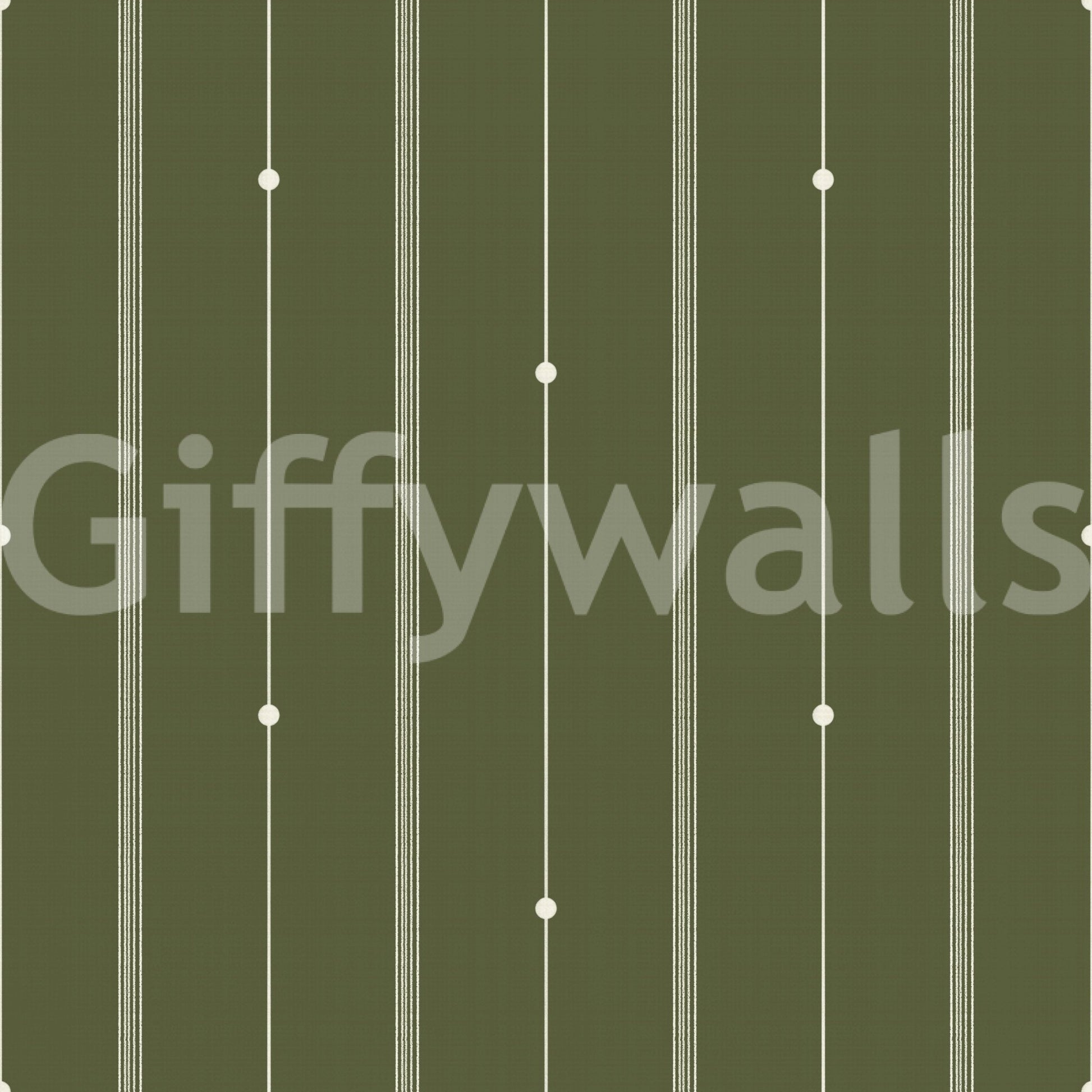 Soft olive green striped wallpaper enhancing a cozy reading nook

