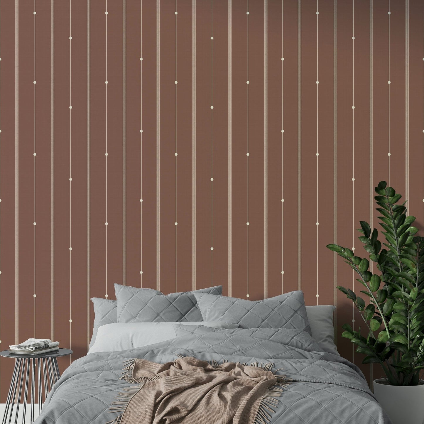 Contemporary wall with sienna dust stripes and soft finishes

