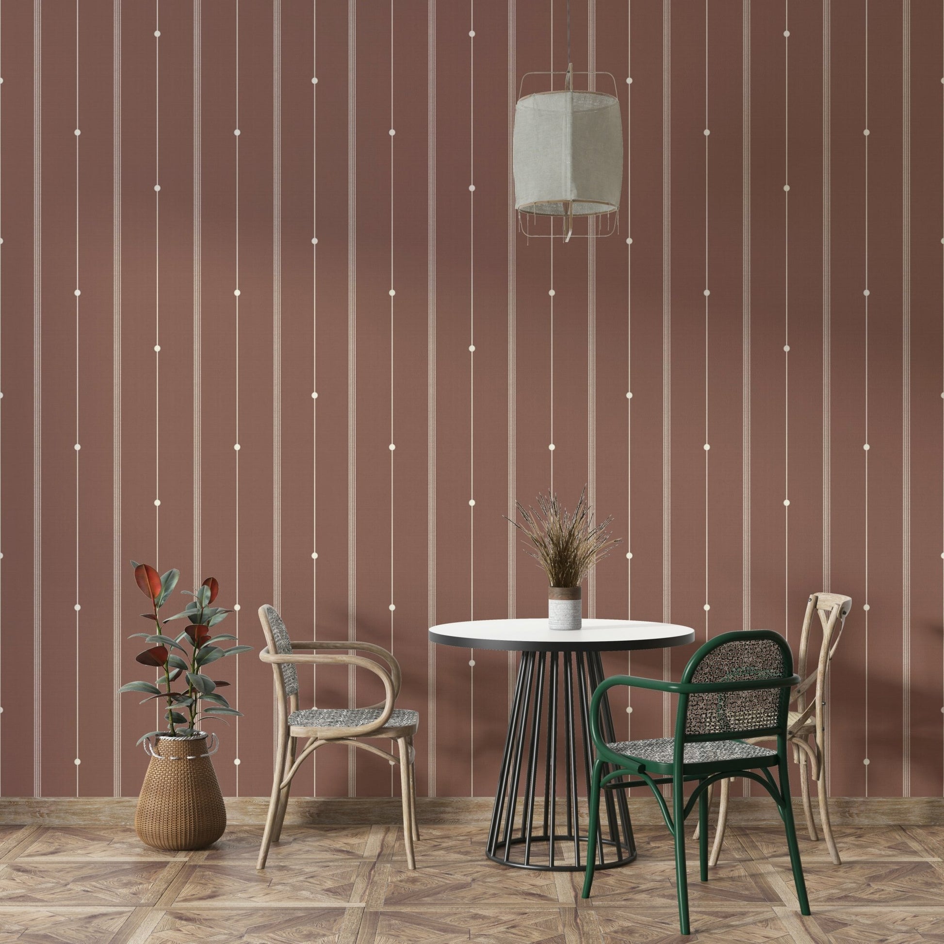 Sienna dust wallpaper with refined vertical stripe detailing

