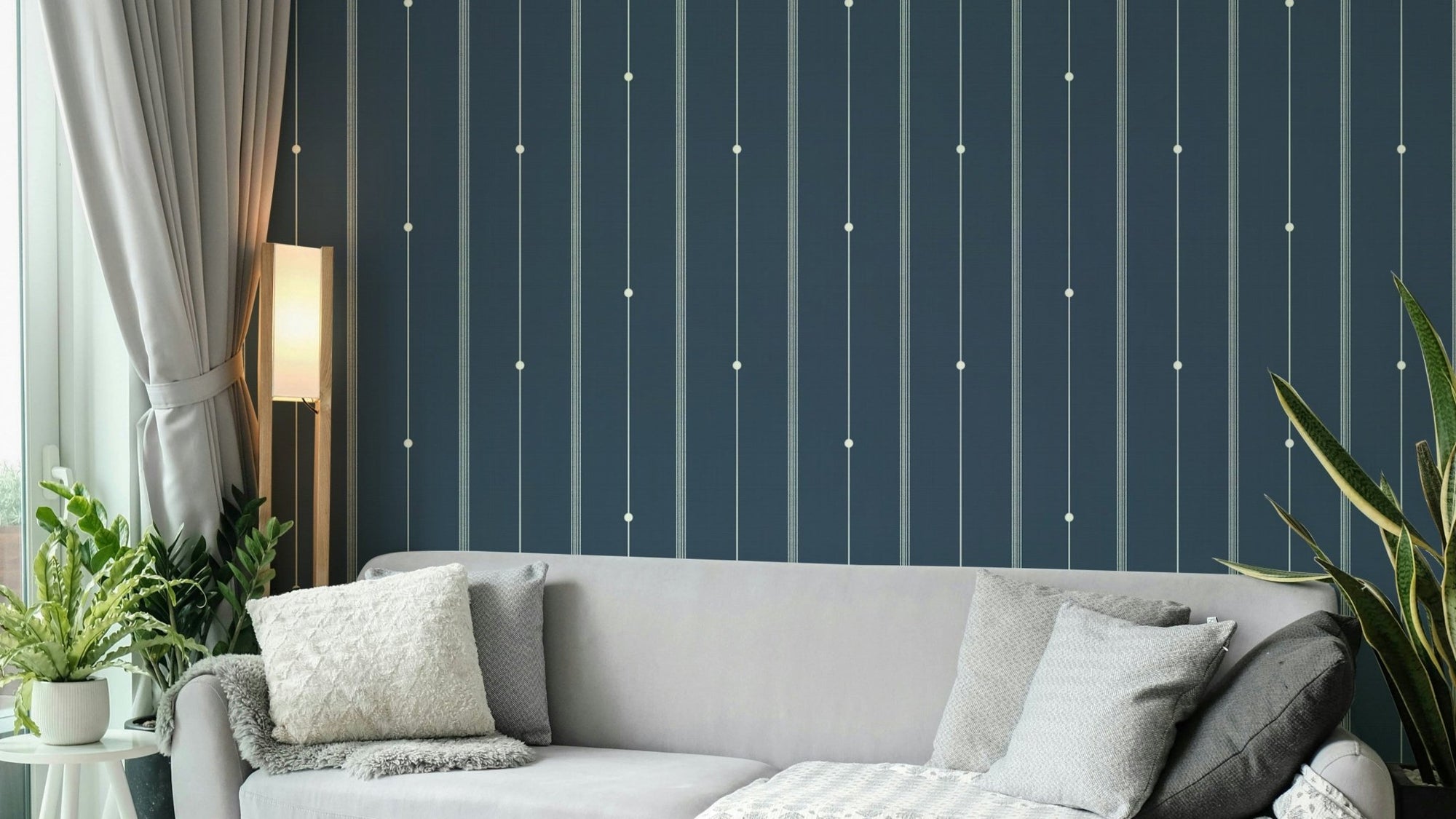 Elegant striped wallpaper in steel blue for modern spaces., GD2062