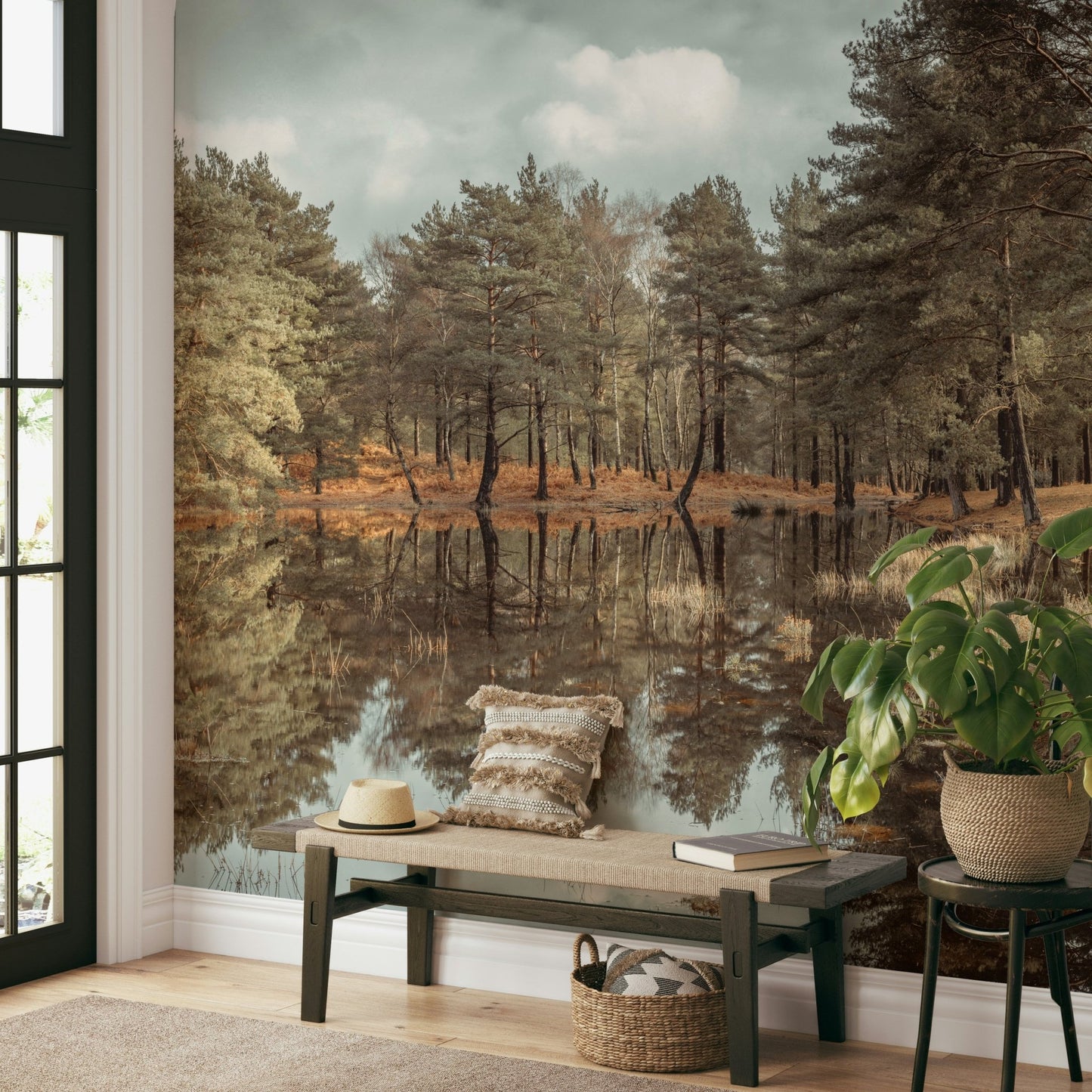 Reflective lake or pond wallpaper
