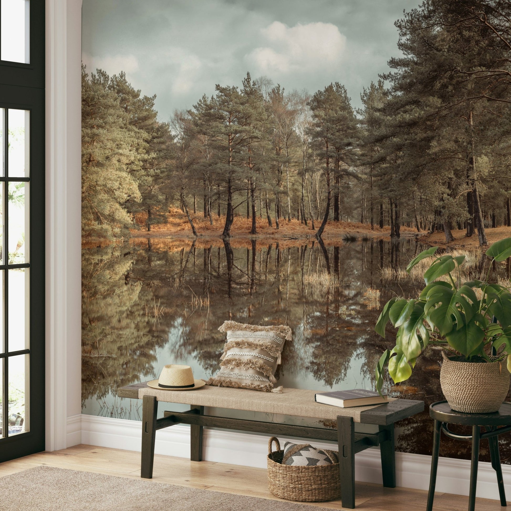 Reflective lake or pond wallpaper
