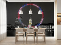 City architecture, unique Ferris wheel art, Reflecting Eye decoration.