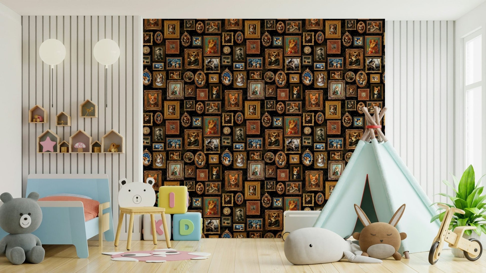 Ideal for a living room, study, child's room, or unique office space.

