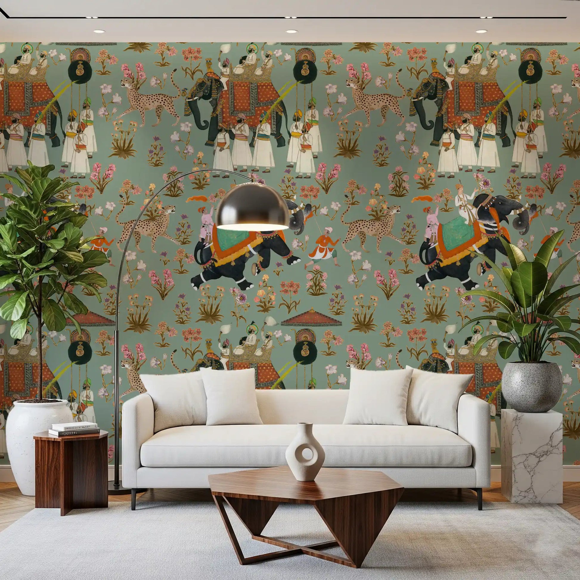 Regal Elephant Procession Wall Mural